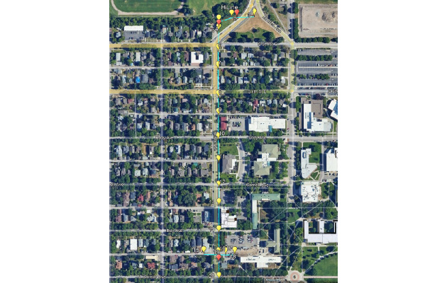 Map showing the Arthur Ave pole replacement project.